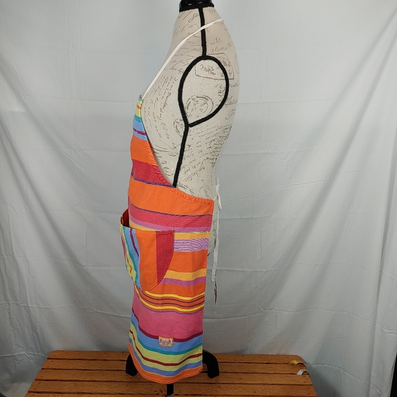 Les Toiles Du Soleil French Fabric Multicolored Stripped Apron Unisex - Picture 4 of 13
